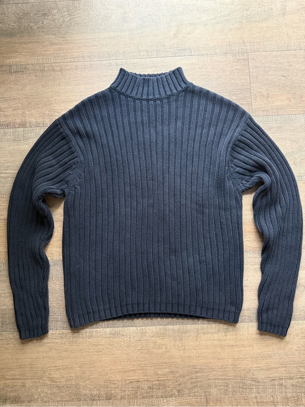 Vintage GAP Navy Ribbed Chunky Fisherman Knit Sweater 100% Cotton